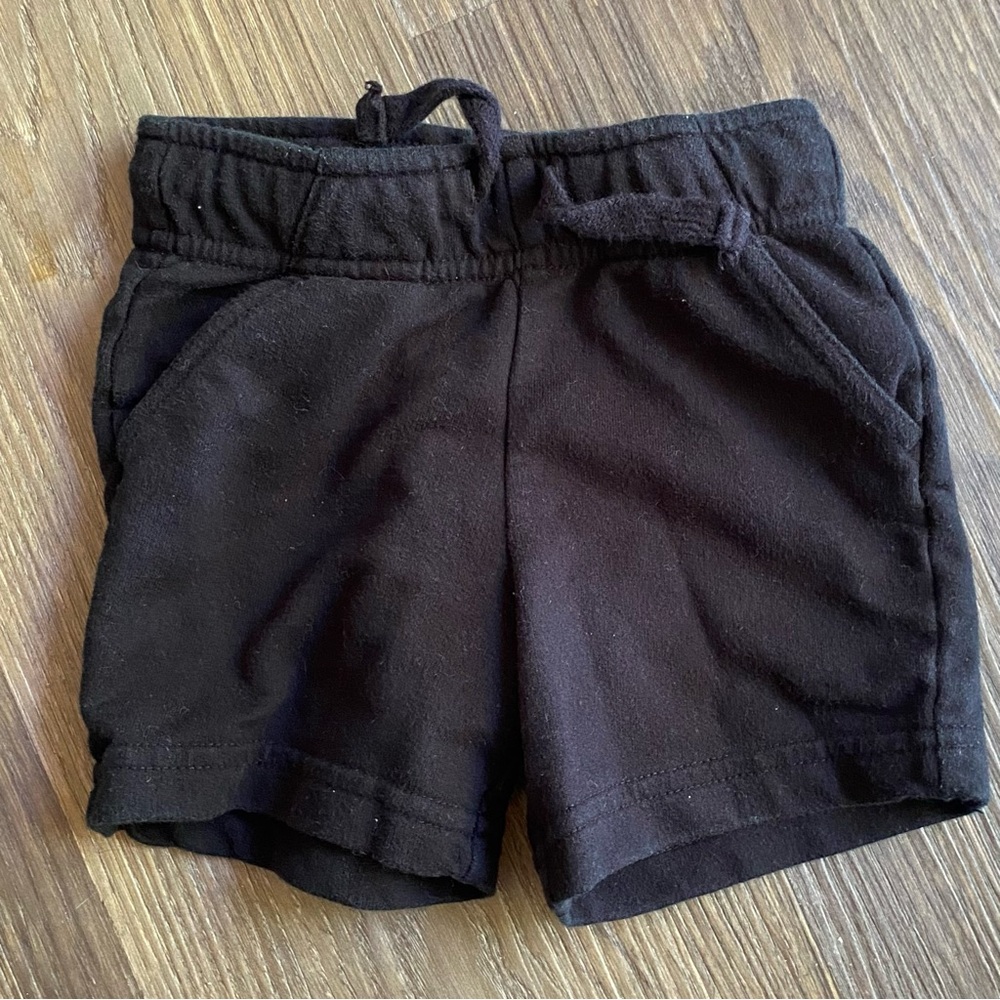 Kids Black Drawstring Knit Shorts
